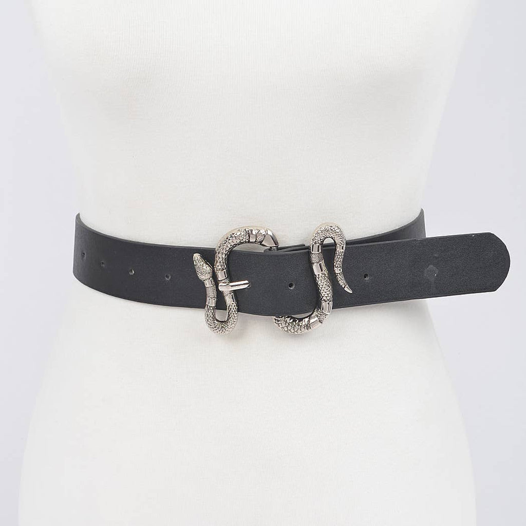 Snake Buckle Belt: Black Gold