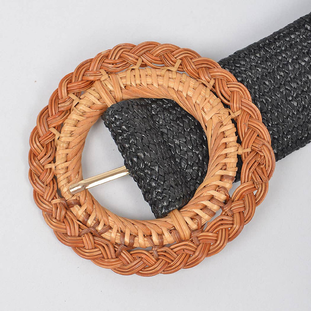 Bamboo Buckle Stretch Straw Belt: Extra Long