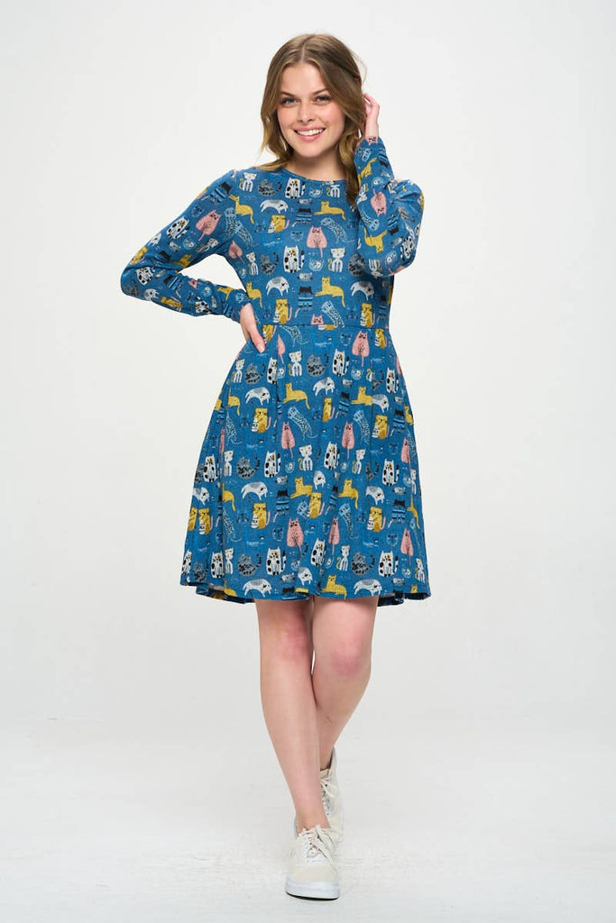 Colourful Kitties Tunic Sweater Dress