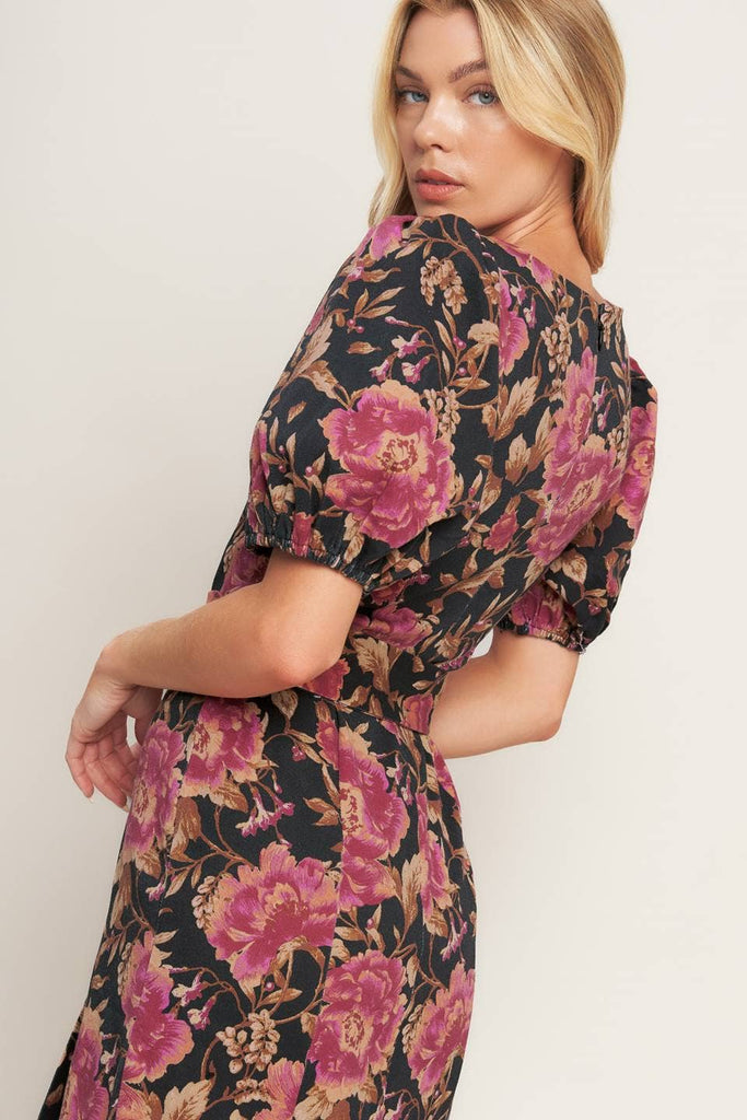 Floral Denim Pencil Dress
