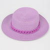 Faux Straw Hat W/Chain: Cobalt