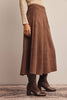 Stretch Suede A-Line Midi Skirt: Mocha
