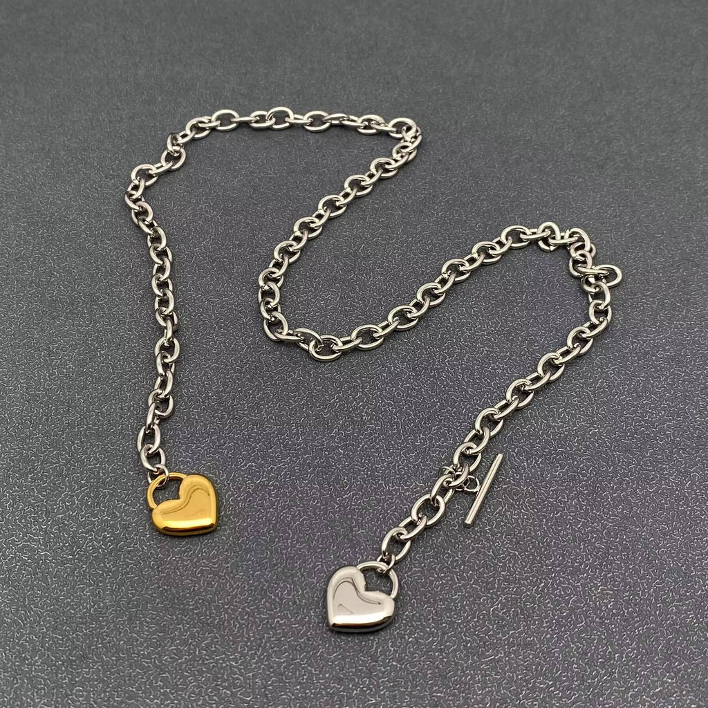 18K Plated Heart Charm  Necklace