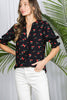 Cherry Print V-Neck Blouse