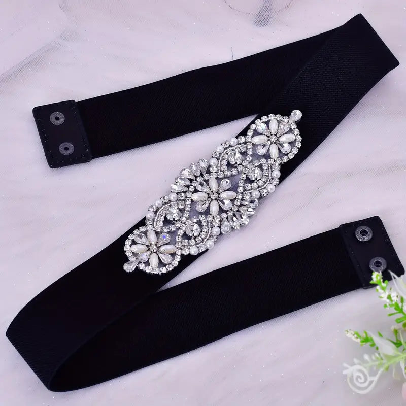 Deco Rhinestone Stretch Belt