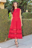Spanish Scallop Edge Satin Midi Dress