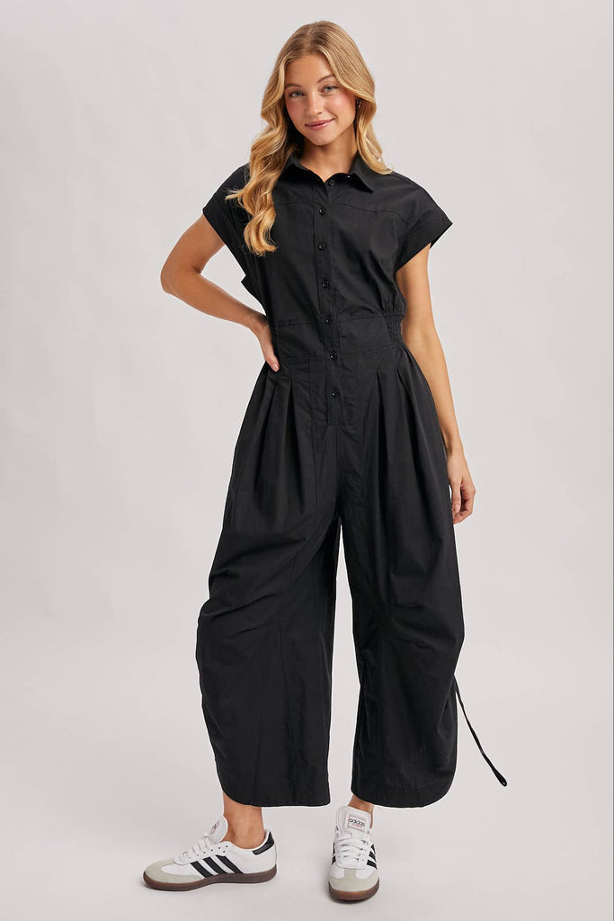 Cotton Utility Shirting Jumpsuit