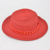 Faux Straw Hat W/Chain: Red