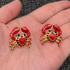 Red Heart Crab Stud Earrings