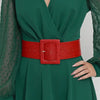 Embossed Faux Leather Belt: Red