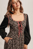 Floral Patchwork Lace-Up Maxi Dress