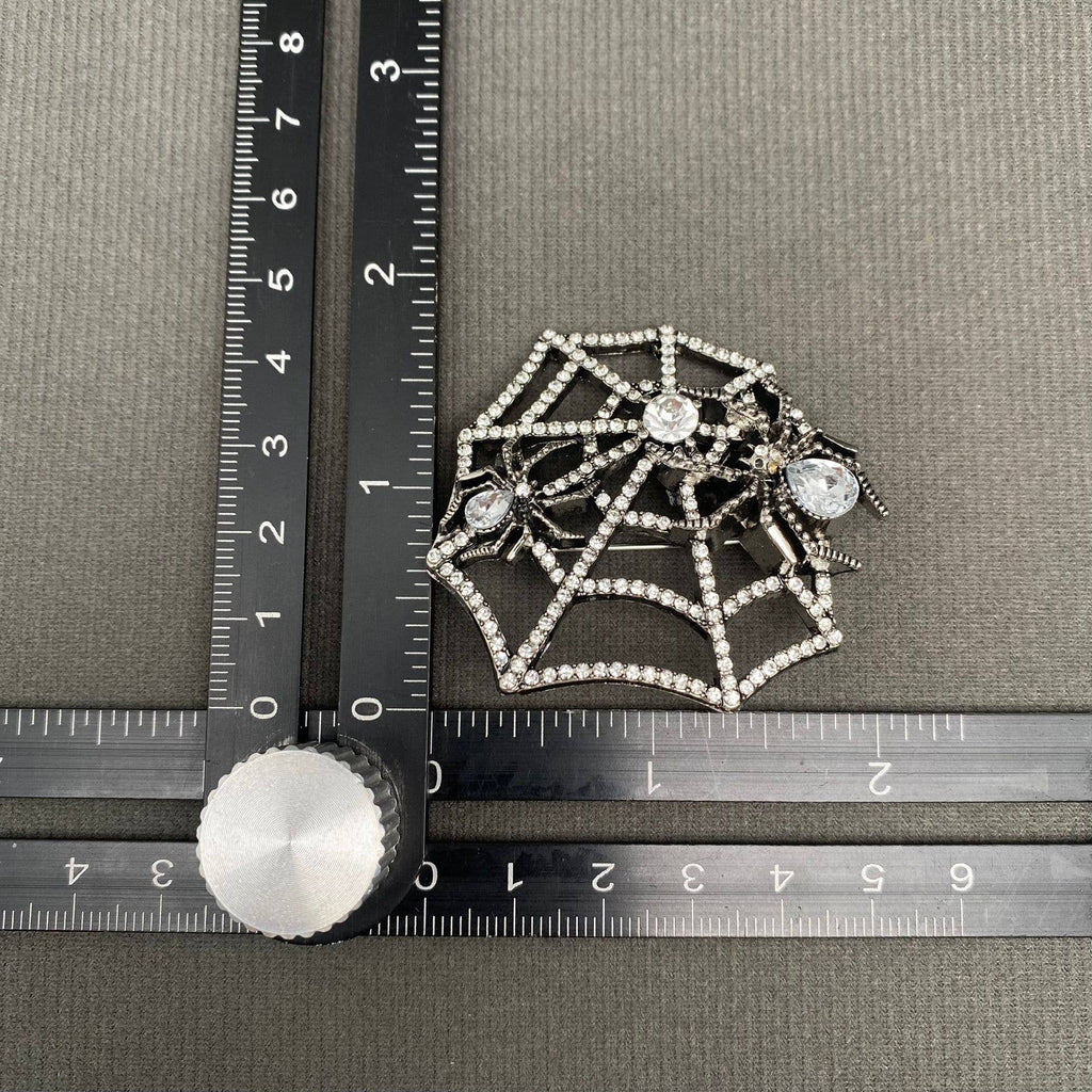 Rhinestone Spider Web Brooch