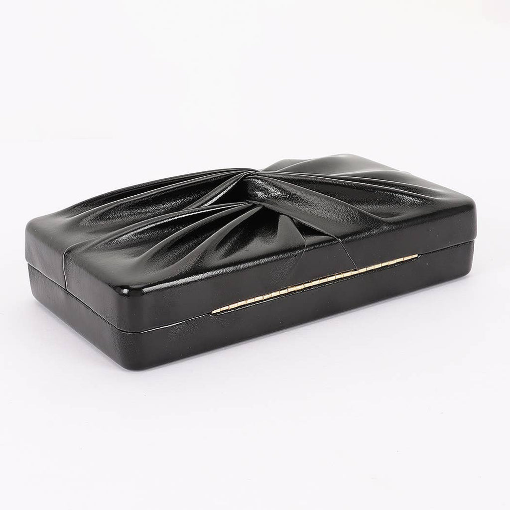 Twist Knot Hardcase Clutch: Silver