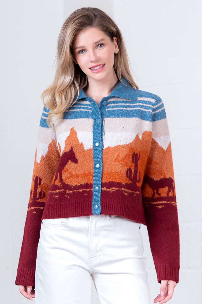 Western Movie Cardigan: Blue Sky