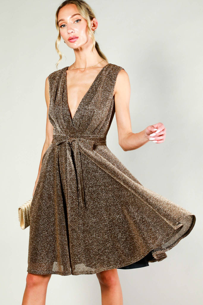 Bronze Glitter Swing Dress