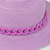 Faux Straw Hat W/Chain: Red