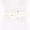 Braided Vegan Leather Buckle Belt: White