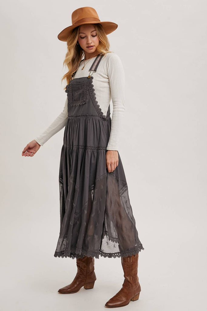 Lace Embroidered Overall Dress