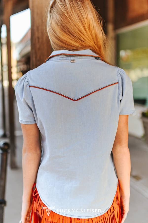 Soft Light Denim Western Shirt