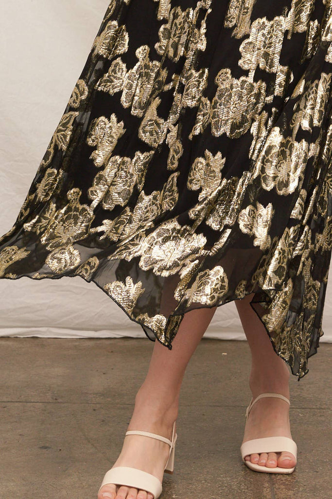 Gold Blossoms Kimono Maxi Dress