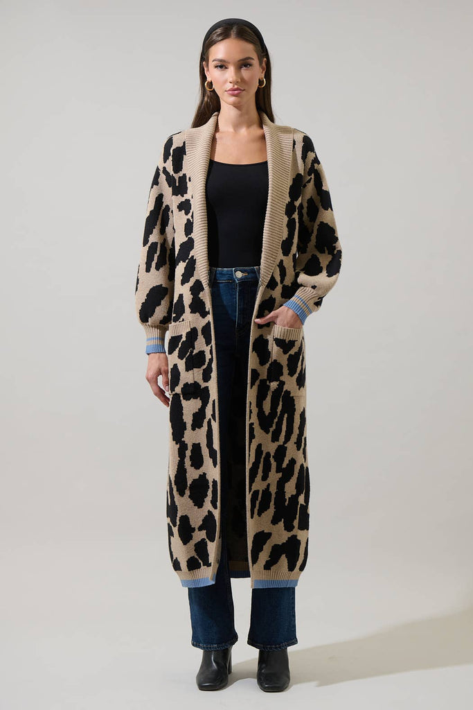 City Cat Leopard Duster Cardigan