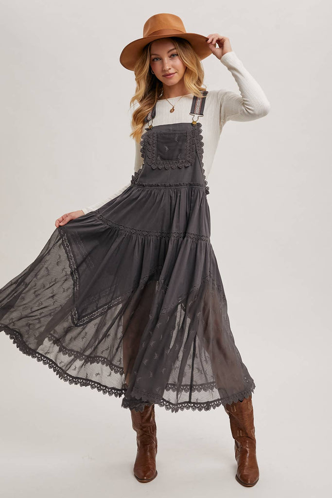 Lace Embroidered Overall Dress