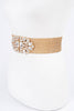 Rhinestone Metallic Straw Stretch Belt: Silver