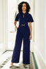 Navy Buckle Jumpsuit With Twist Knot Detail