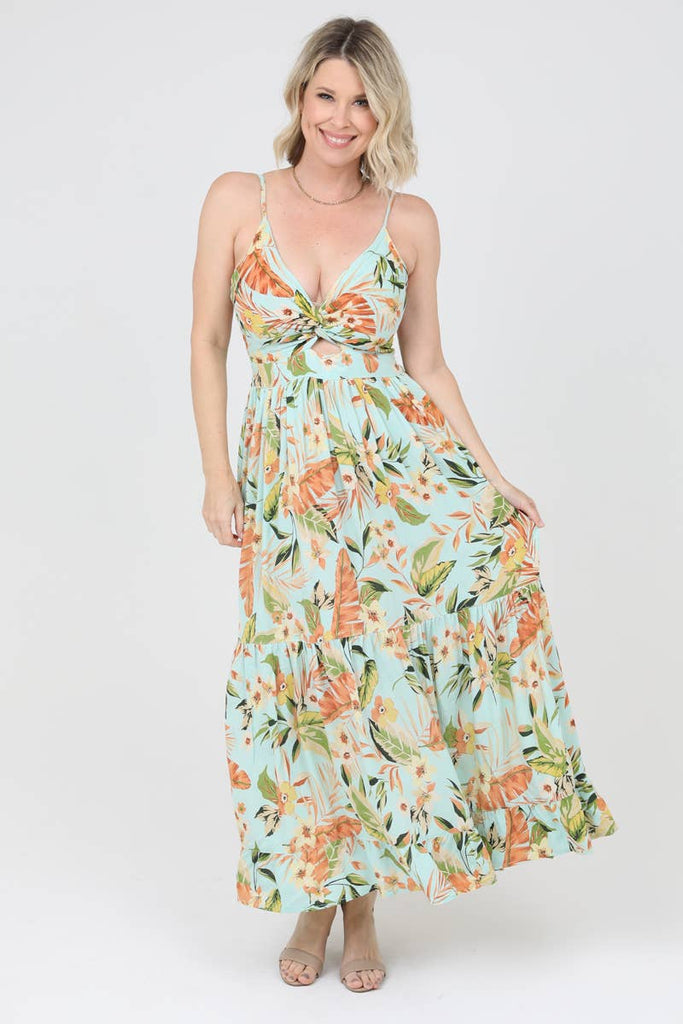 Tropical Twist Cut-Out Maxi Dress- Only XL