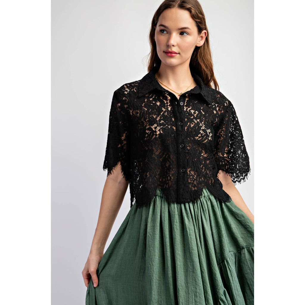 Scalloped Lace Blouse