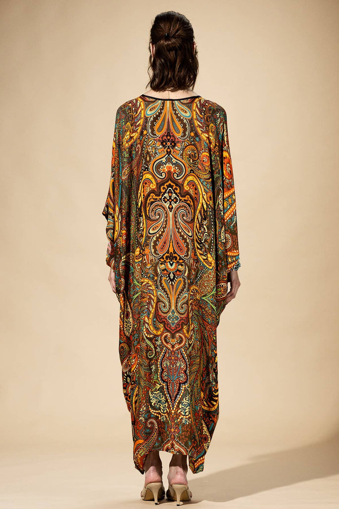 Saffron Paisley Caftan Dress