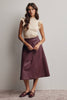 Faux Leather A-Line Midi Skirt: Burgundy