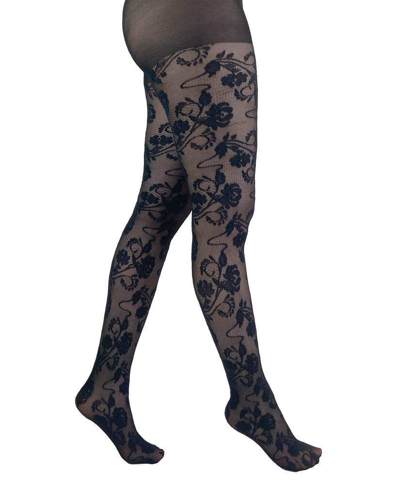Fleur Lace Tights: Black
