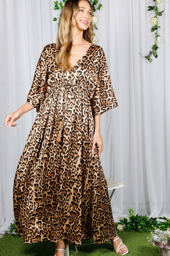 Silky Leopard Kimono Dress