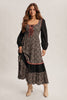 Floral Patchwork Lace-Up Maxi Dress