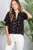 Cherry Print V-Neck Blouse