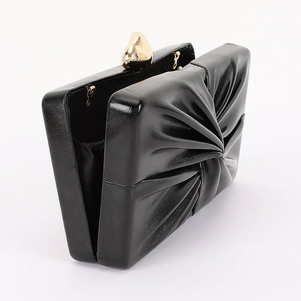 Twist Knot Hardcase Clutch: Silver