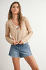 Cotton Crochet Tie-Front Cardigan: Soft Blue