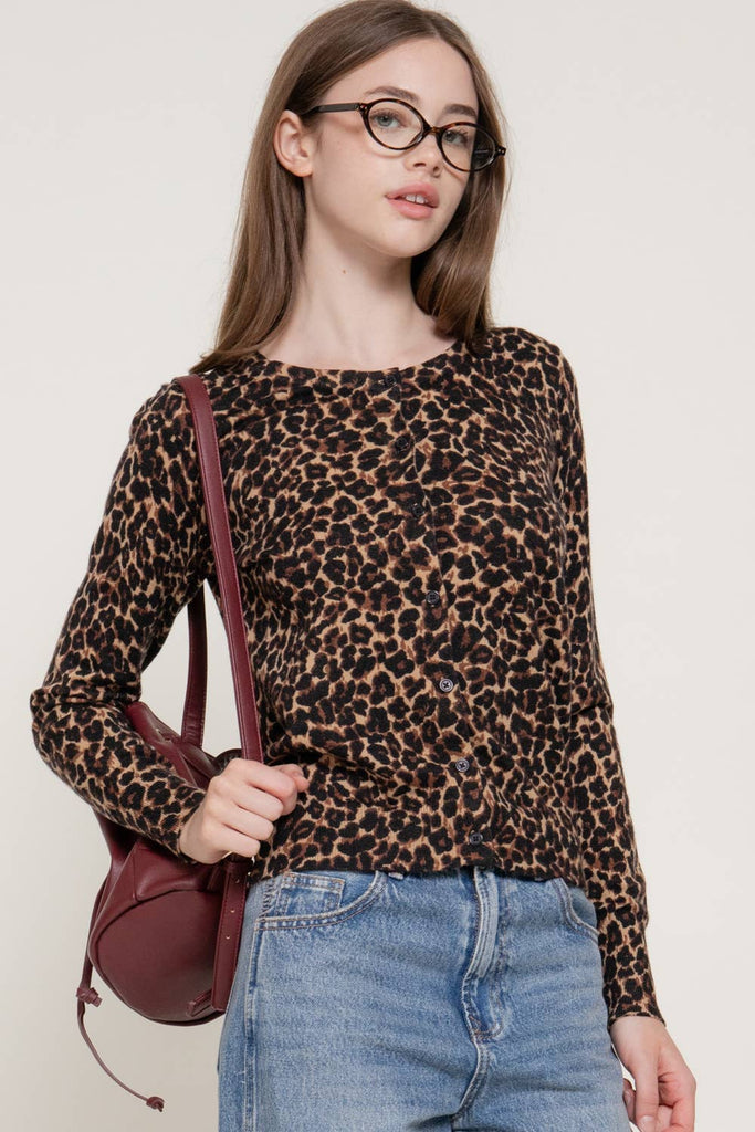 Leopard Print Long Sleeve Cardigan