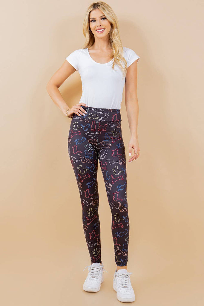 Colorful Cat Outline Leggings