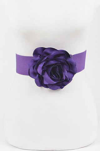 Satin Rose Stretch Belt: Royal