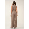 Rich Rust Sleeveless Belted Jumpsuit: