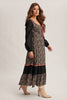 Floral Patchwork Lace-Up Maxi Dress