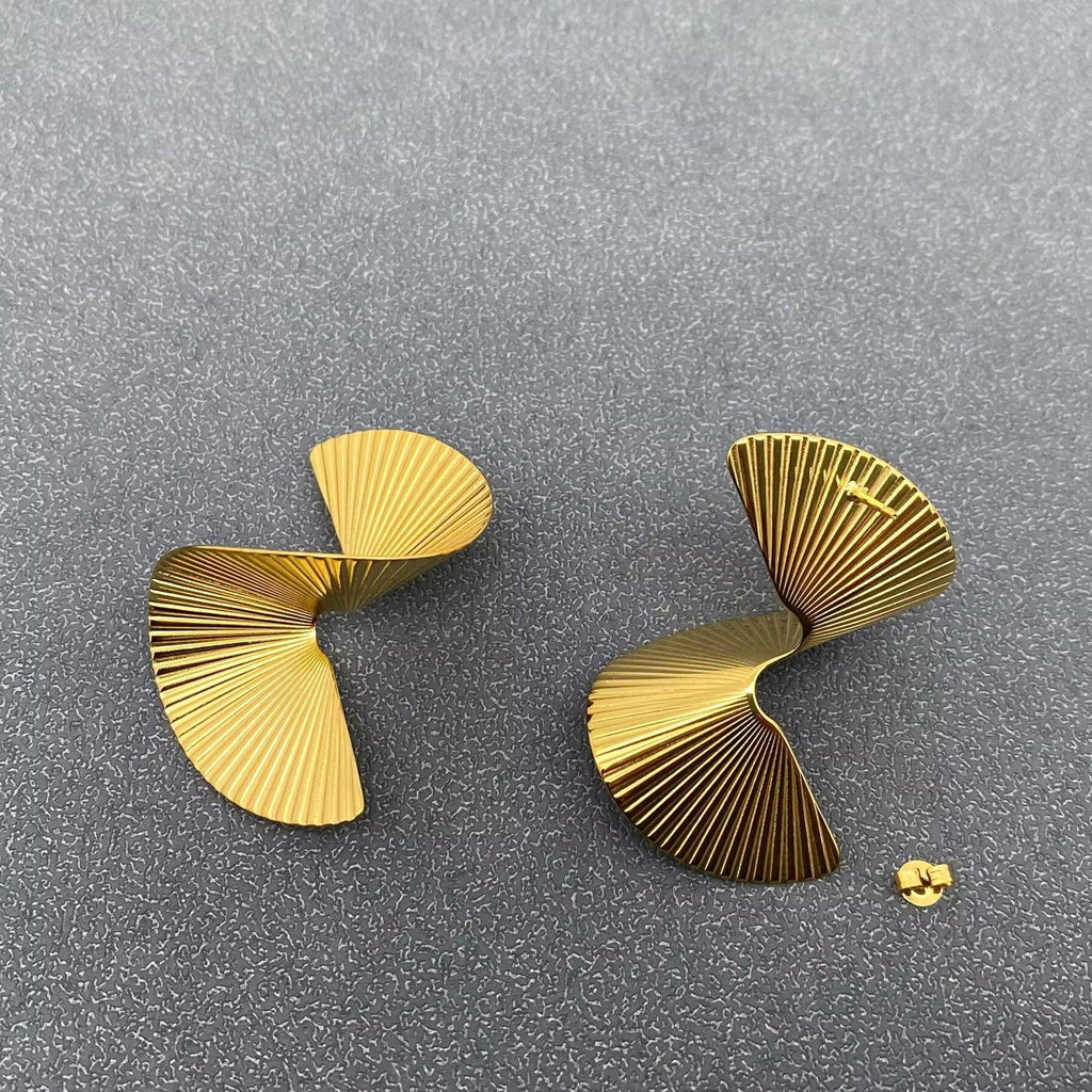 Twisted Scalloped Gold Plated Earrings