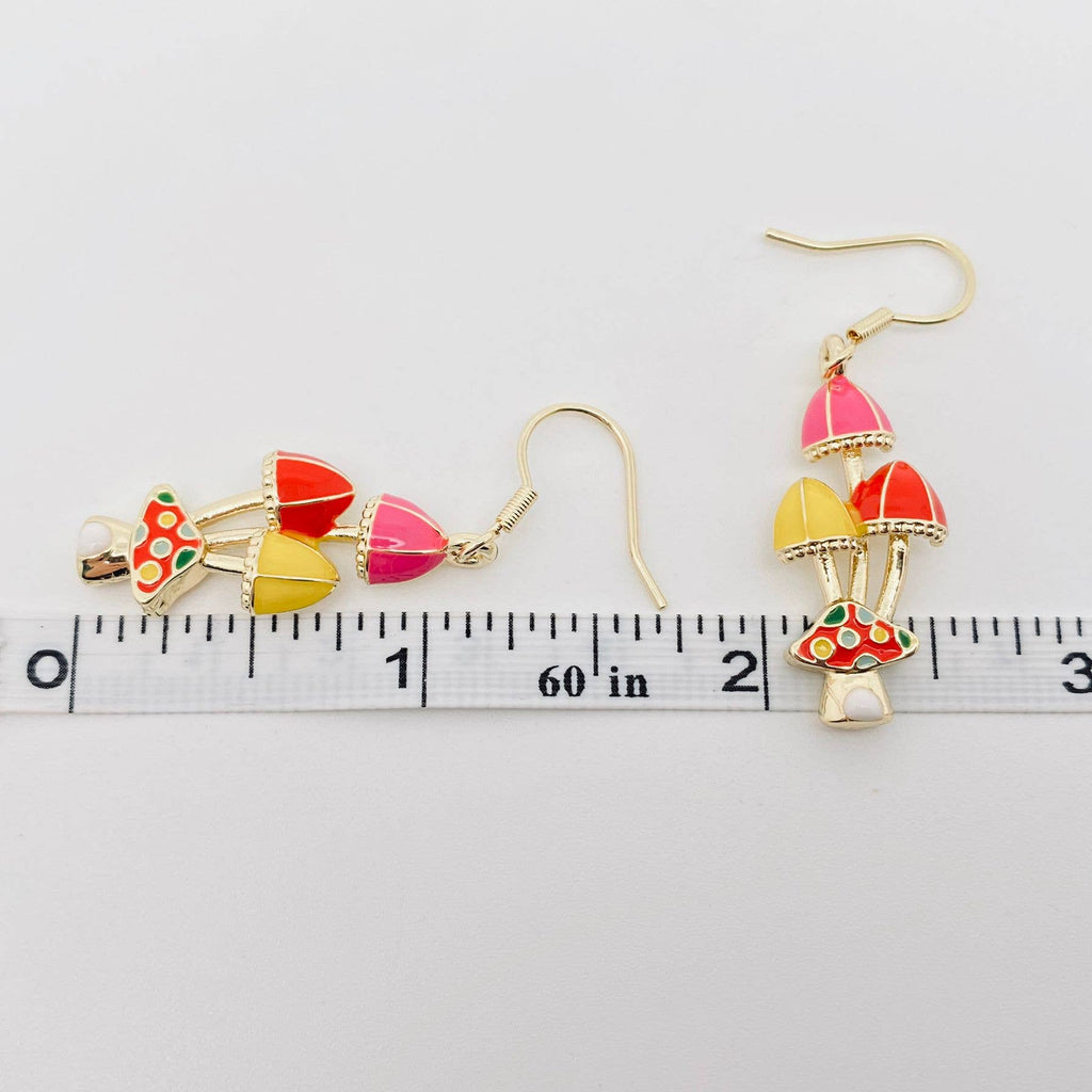 Colored Enamel Mushroom Earrings