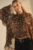 Leopard Chiffon Cape Blouse