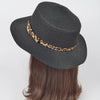 Faux Straw Hat W/Leo Band: Black