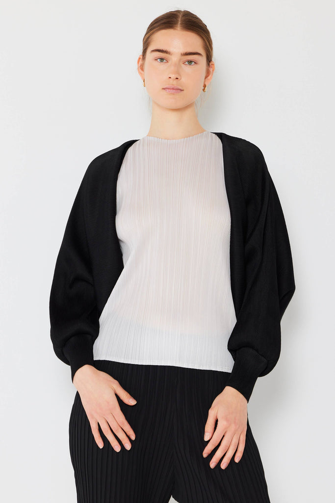 Ribbed Pleated Bolero: Black