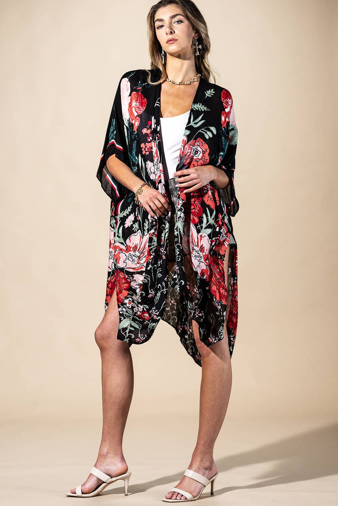 Red Flower Garden Kimono
