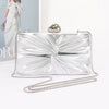 Twist Knot Hardcase Clutch: Silver